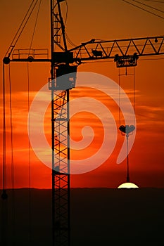 Construction site on sunset.