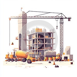 Construction Site Tower Crane Building Workers Industry