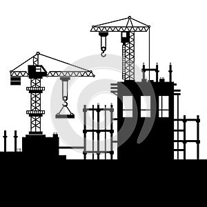 Construction Site with Tower Cranes. Vector