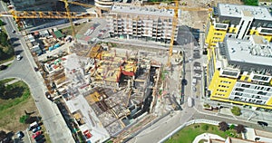 Construction site in town center 02. Buildings, cars, streeets