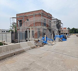 Construction site of a townhome in the city of bangkok, Thailand