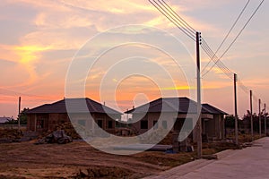 Construction site in twilight