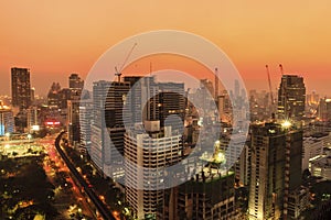 Construction site at twilight