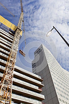 Construction site with two cranes