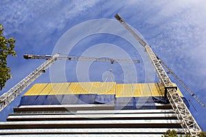 Construction site with two cranes