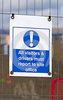 Construction site visitors and drivers report to site office