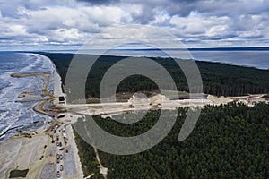 Construction site of Vistula Spit canal in Poland