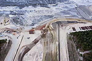 Construction site of Vistula Spit canal in Poland