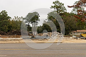 Construction site where a building was torn down using an excavator