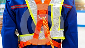 construction site worker with safety rope