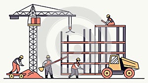 Construction Site with Workers Vector, vector design Generative AI