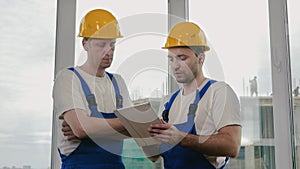 Construction specialist using a tablet computer.