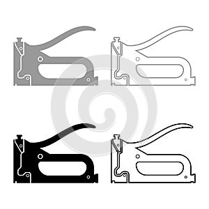 Construction stapler Working tools Gun for building icon outline set black grey color vector illustration flat style image