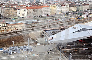 Construction of station yard near rails