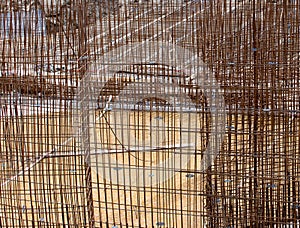 Construction steel rebar at building site