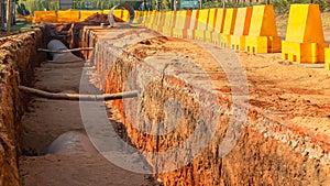 Construction Steel Water Pipe Underground Trench Installation