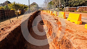 Construction Steel Water Pipe Underground Trench Installation