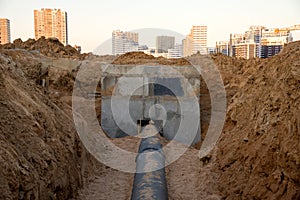 Construction of stormwater pits, sanitary sewer system distribution chamber and pump station. Construction the sewerage valve pit