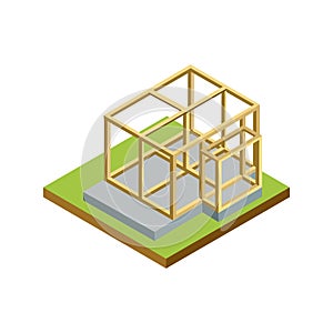 Construction structure of walls isometric 3D icon