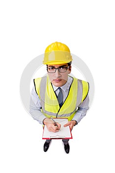 The construction supervisor isolated on the white background