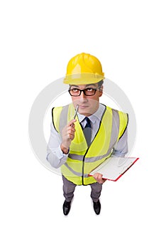 The construction supervisor isolated on the white background