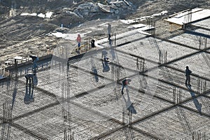 Construction team working on a construction site
