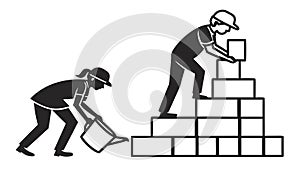 Construction Teamwork with Two Workers Building, vector design Generative AI