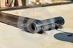 Construction techniques for waterproofing basement and foundations. Insulation material on the basement concrete wall