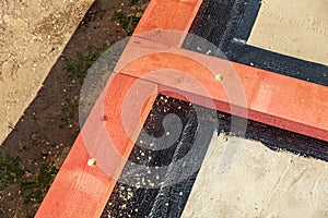 Construction techniques for waterproofing basement and foundations. Insulation material on the basement concrete wall