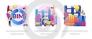 Construction technology innovation abstract concept vector illustrations.