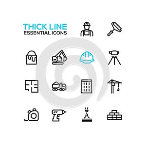 Construction - Thick Single Line Icons Set