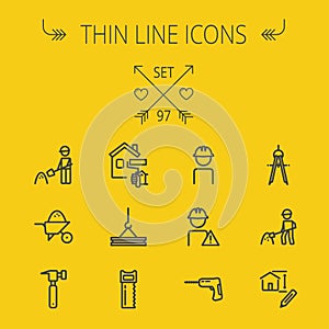 Construction thin line icon set