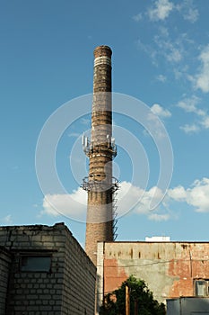 Construction of the times of the USSR. Boiler room exhaust pipe. No exhaust fumes. Production has been halted due to the