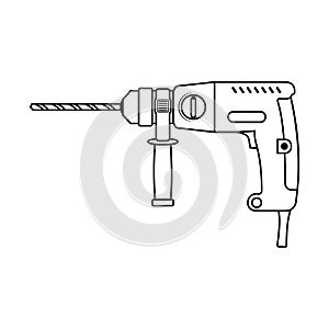 Construction tool puncher, black outline on a white background, vector