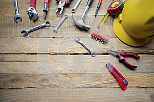 Construction tools with copy space on the table