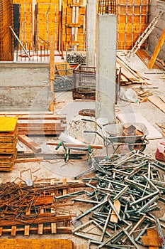 Construction tools and equipment on site