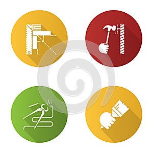 Construction tools flat design long shadow glyph icon