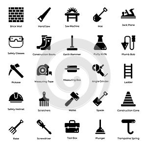 Construction Tools glyph Icons Pack
