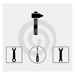 Construction tools. Gray background. Vector illustration.