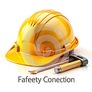 Construction tools and hard hat safety concept