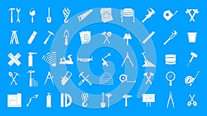 Construction tools icon blue set vector