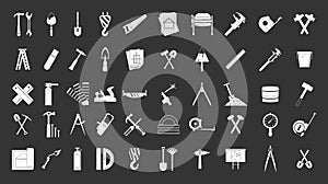 Construction tools icon set grey vector