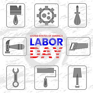 construction tools icon. text labor day design template