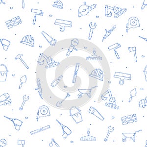 Construction tools icons set pattern