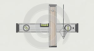 Construction Tools Illustration: Level and Plumb Bob