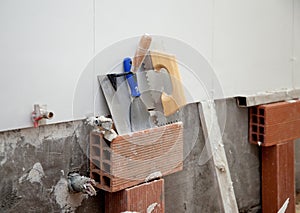 Construction tools notched trowel ans spatula