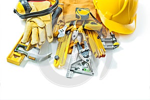 Construction tools set isolated on white background