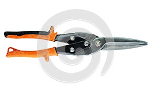 Construction tools: snips on neutral background