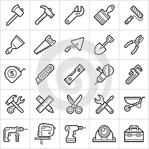 Construction tools trendy style icons on white background. Vector eps10