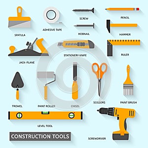 Construction tools vector icons set
